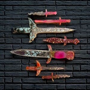 Seven Resin Epoxy Daggers or Small Swords. Gothic Decor. Display Swords.